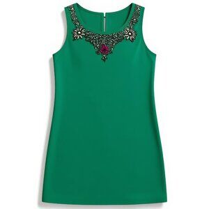 Pim Larkin Dress Sleeveless Rhinestone Embellished Green Evening Size L